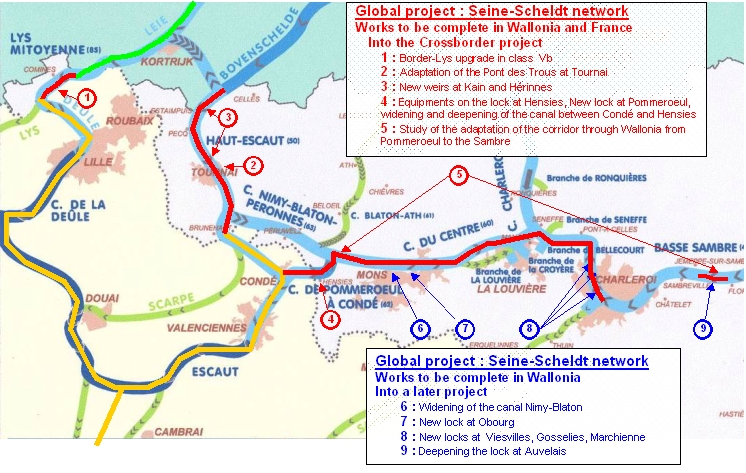 Carte du projet wallon Seine Escaut Est