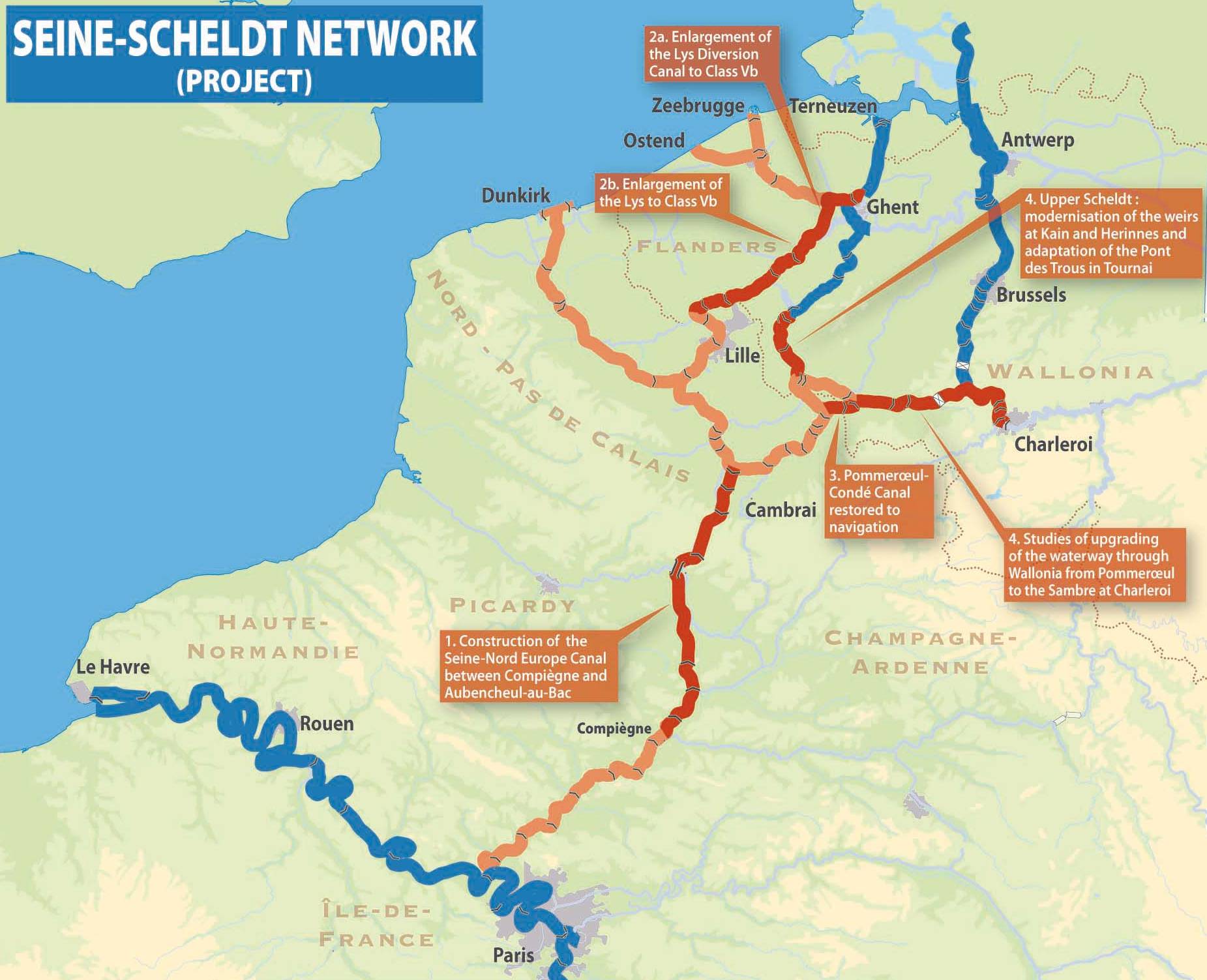Carte générale du projet Seine Escaut