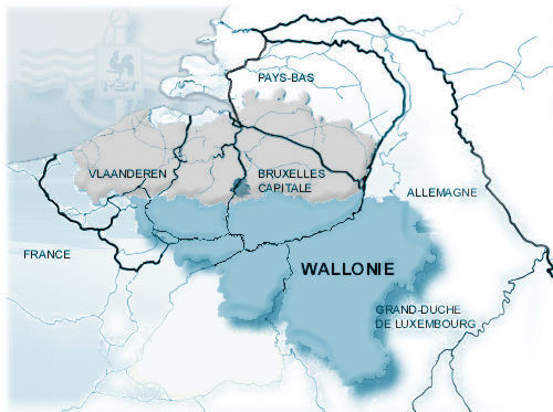 carte de la Wallonie reliée au réseau européen